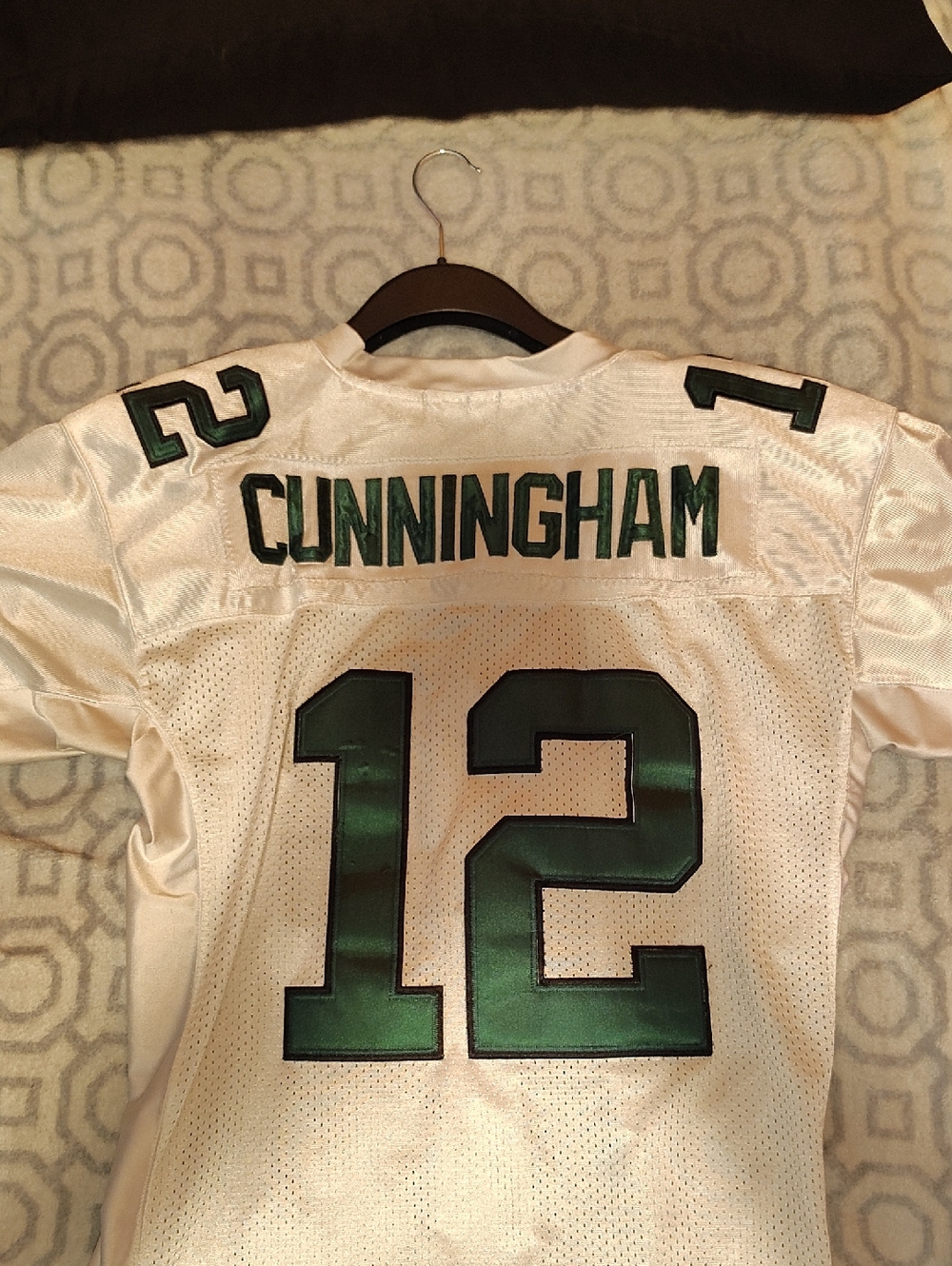 Mitchell & Ness White and Green Cunningham #12 Jersey